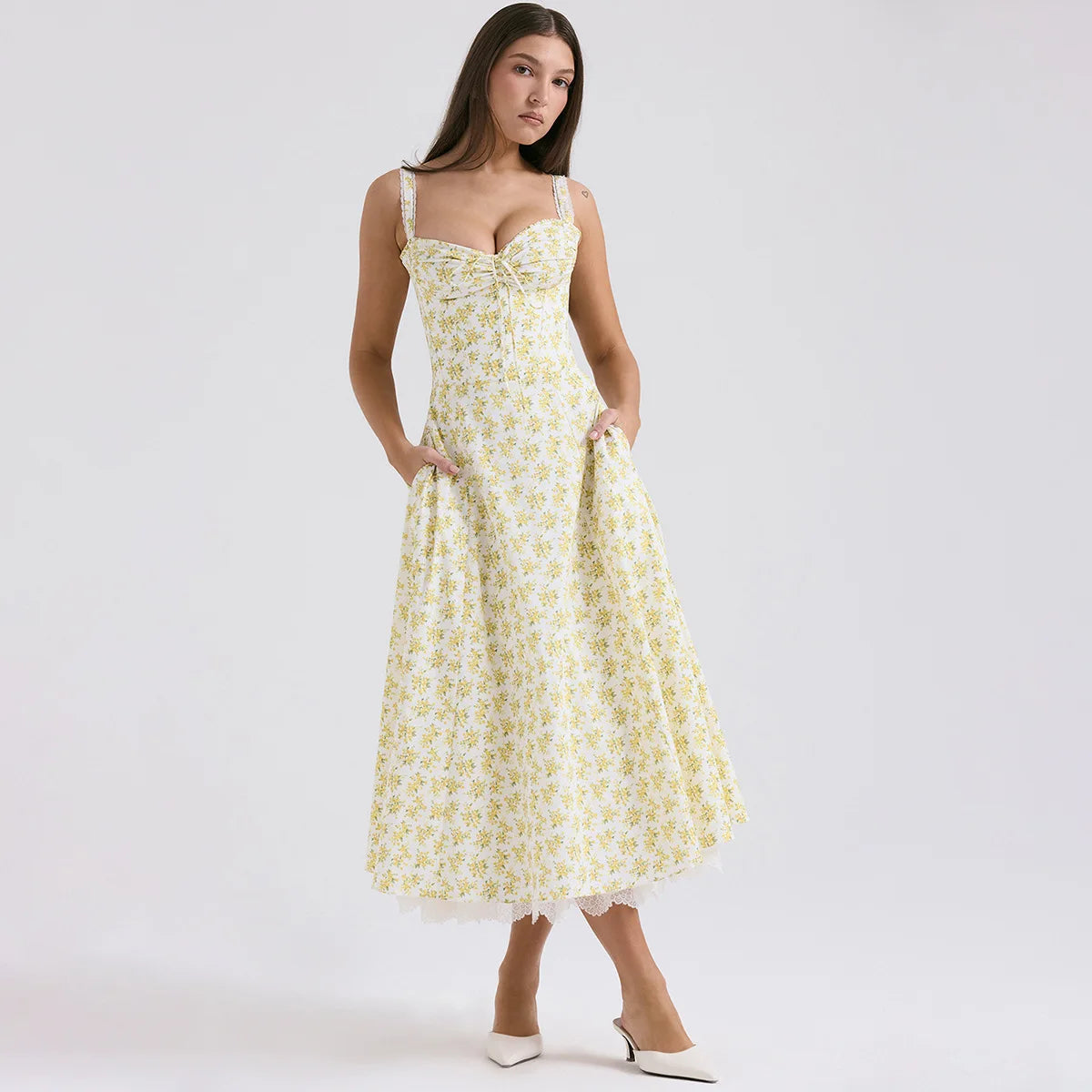 Graceful Printed Summer Midi Floral Dress