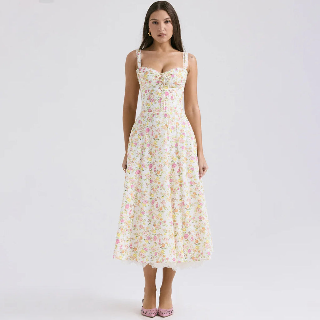 Graceful Printed Summer Midi Floral Dress