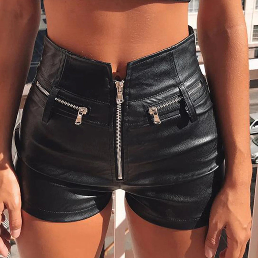 Faux Leather Slim Fit Motorcycle Chic Short