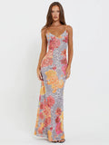 Print Backless Sexy Sleeveless Floral Maxi Dress