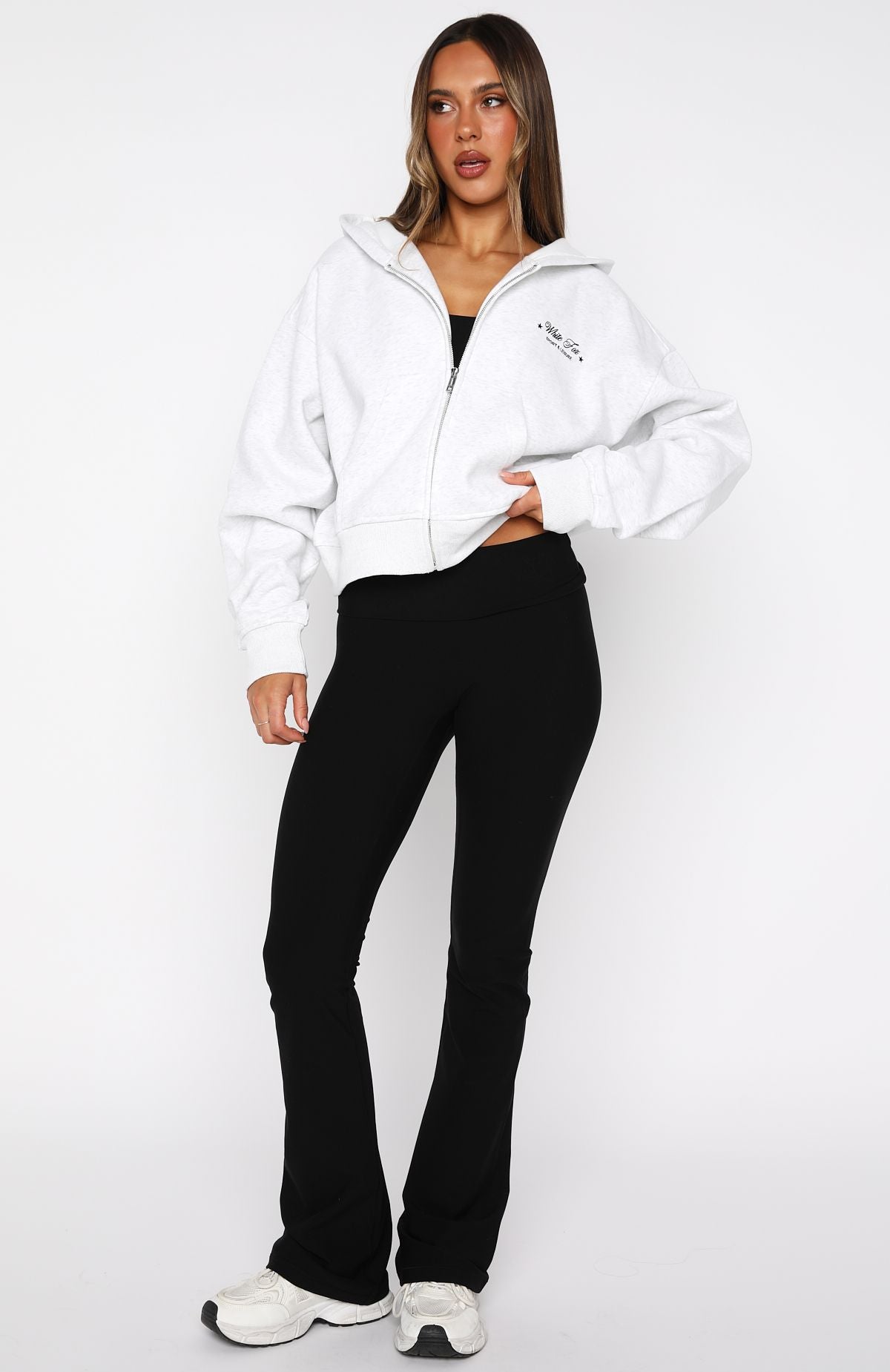Just Try Again Boxy Grey Marle Hoodie