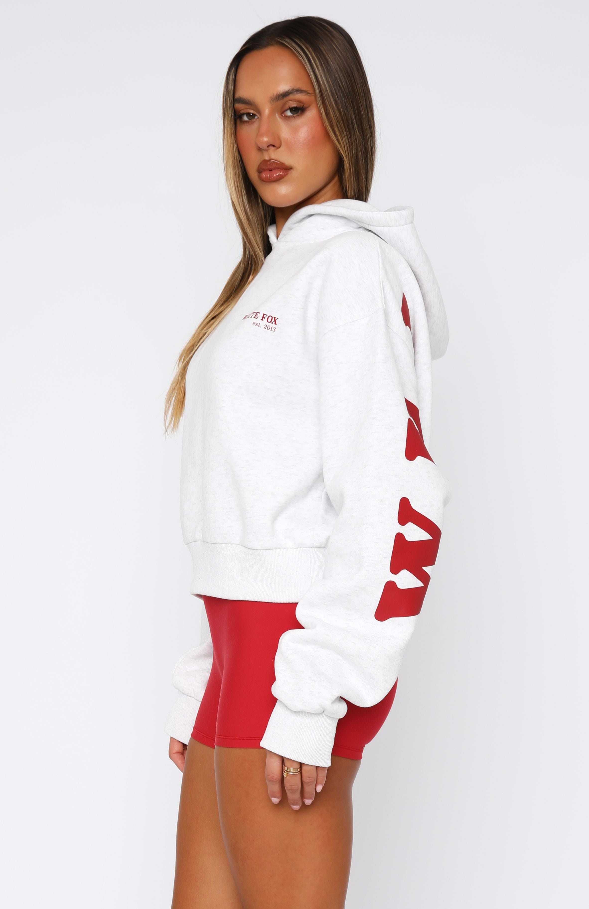 Serving Up Cropped Grey Marle Hoodie