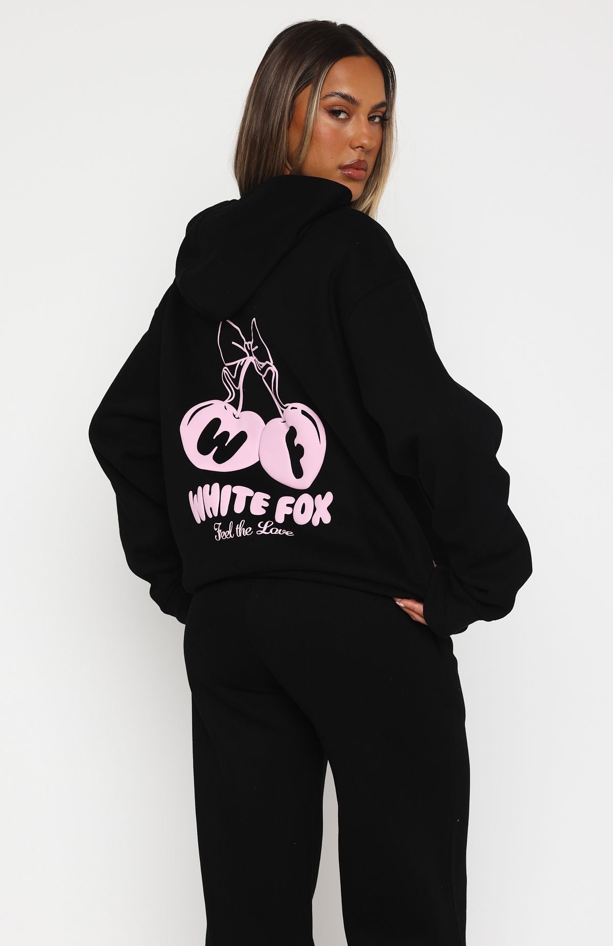 Feel Love Oversized Black Hoodie