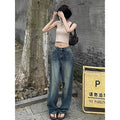 Cement Grey High Waist Thin Wide Leg Jean