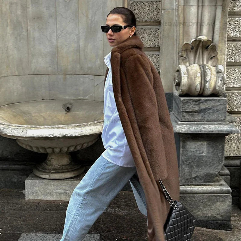 Mint Elegant Mink Hook Coat