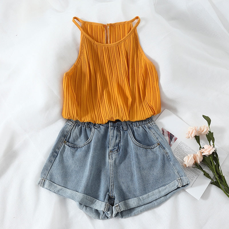 Loose Elastic Wide Leg Relaxed Short