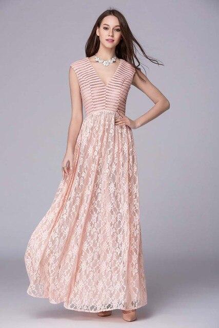 Lace Patchwork Floor Length Party Dress