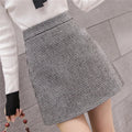 Plaid A-line Mini Woolen High Waist Casual Skirt