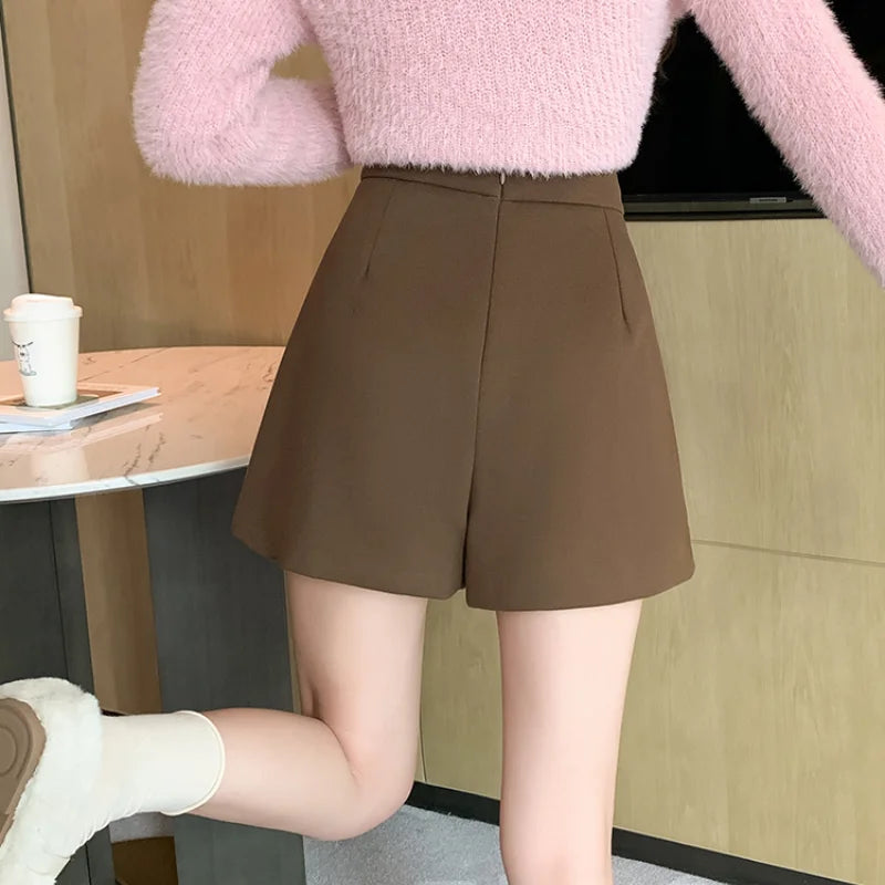 Woolen High Waist Korean Winter Cozy Short