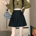 Korean Preppy Mini Pleated Wool High Waist Skirt