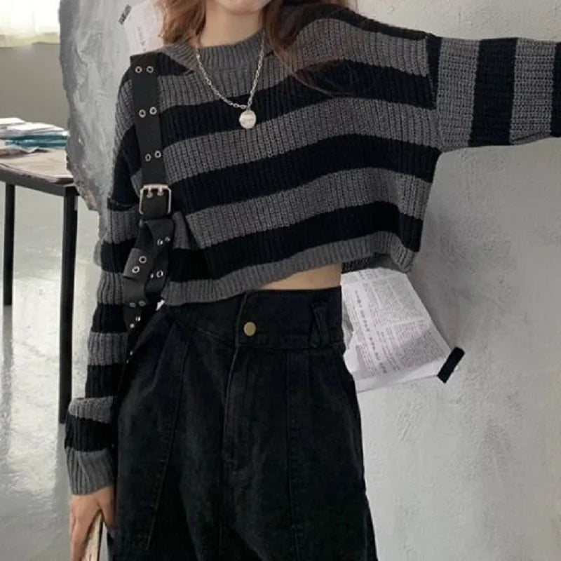 Cropped Vintage Oversize Pullover Sweater