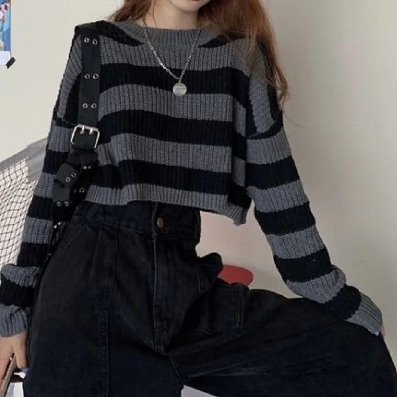 Cropped Vintage Oversize Pullover Sweater