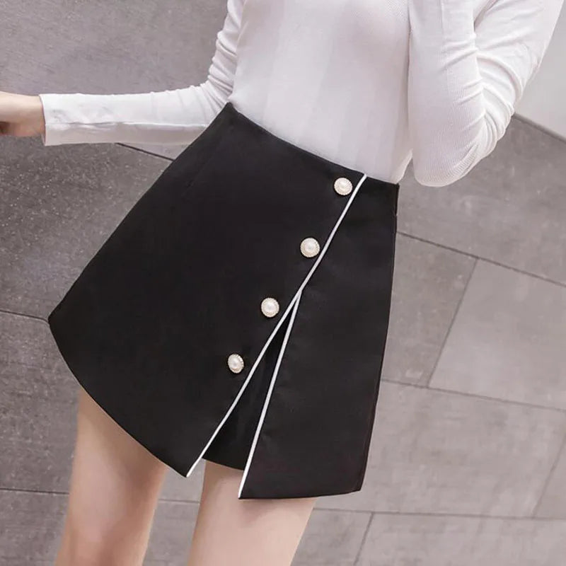 Irregular Button Waist Korean Summer Short
