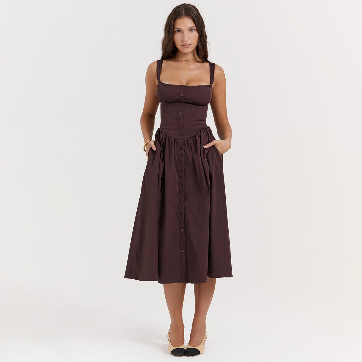 Slim Fit Backless Vacation Midi Dress