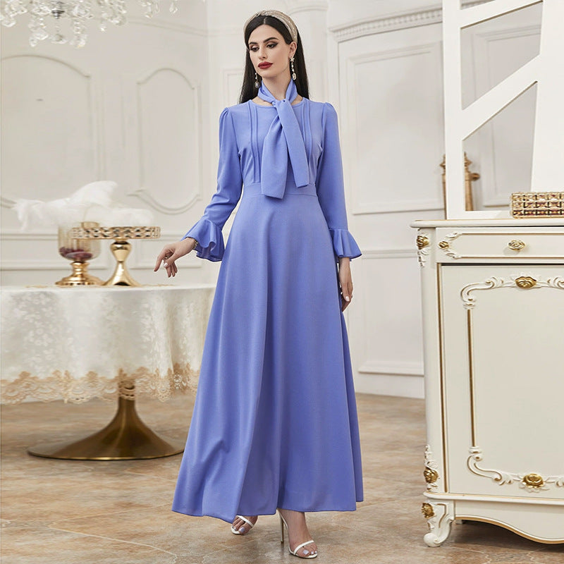 Ruffled Long Sleeve High Waist Maxi Dress