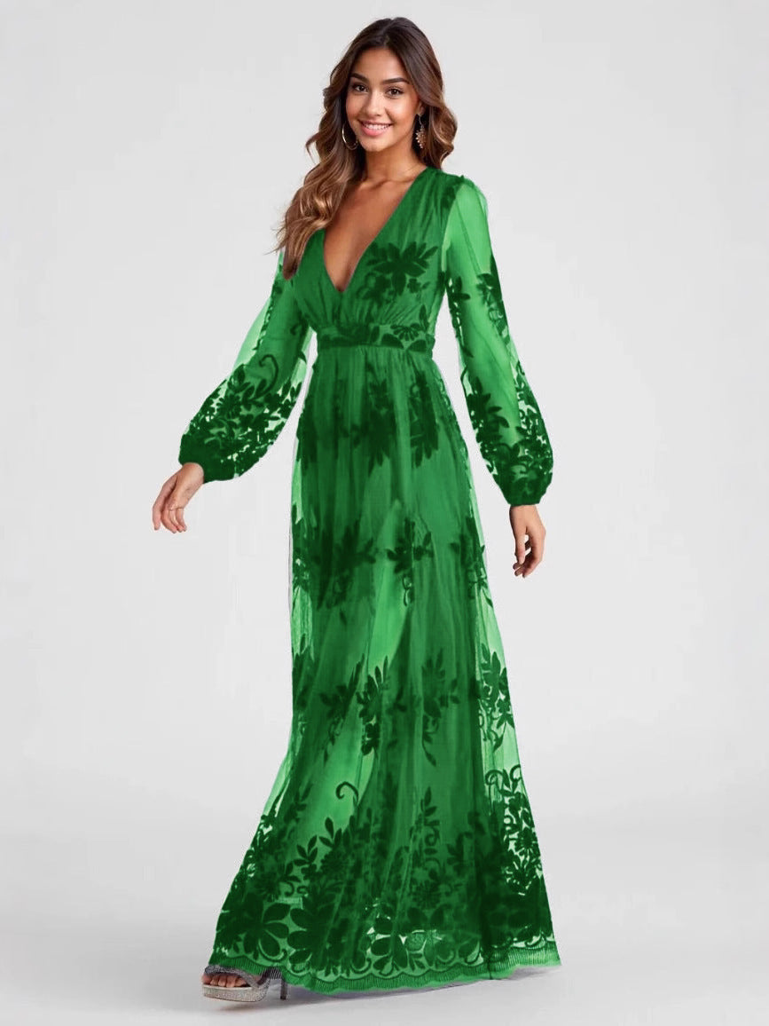 High Split Long Sleeve Evening Elegant Maxi Dress