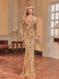 Sequin Fishtail Slim Evening Maxi Dress