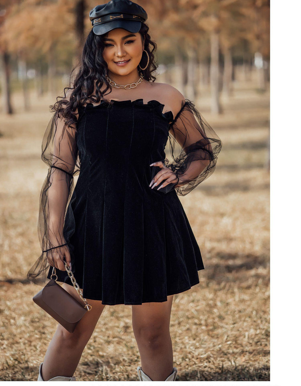 Off Shoulder Lantern Sleeve Elegant Mini Dress