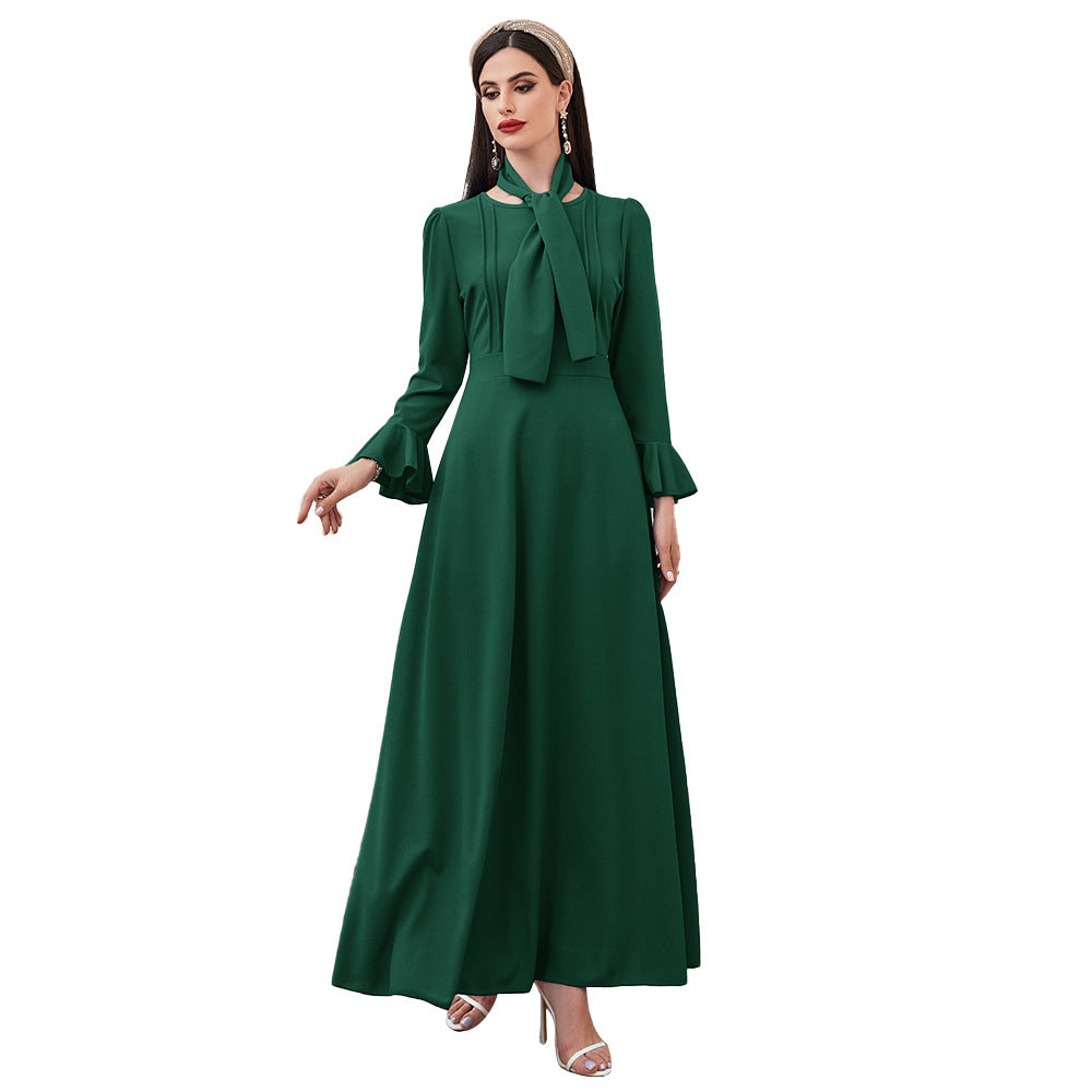 Ruffled Long Sleeve High Waist Maxi Dress