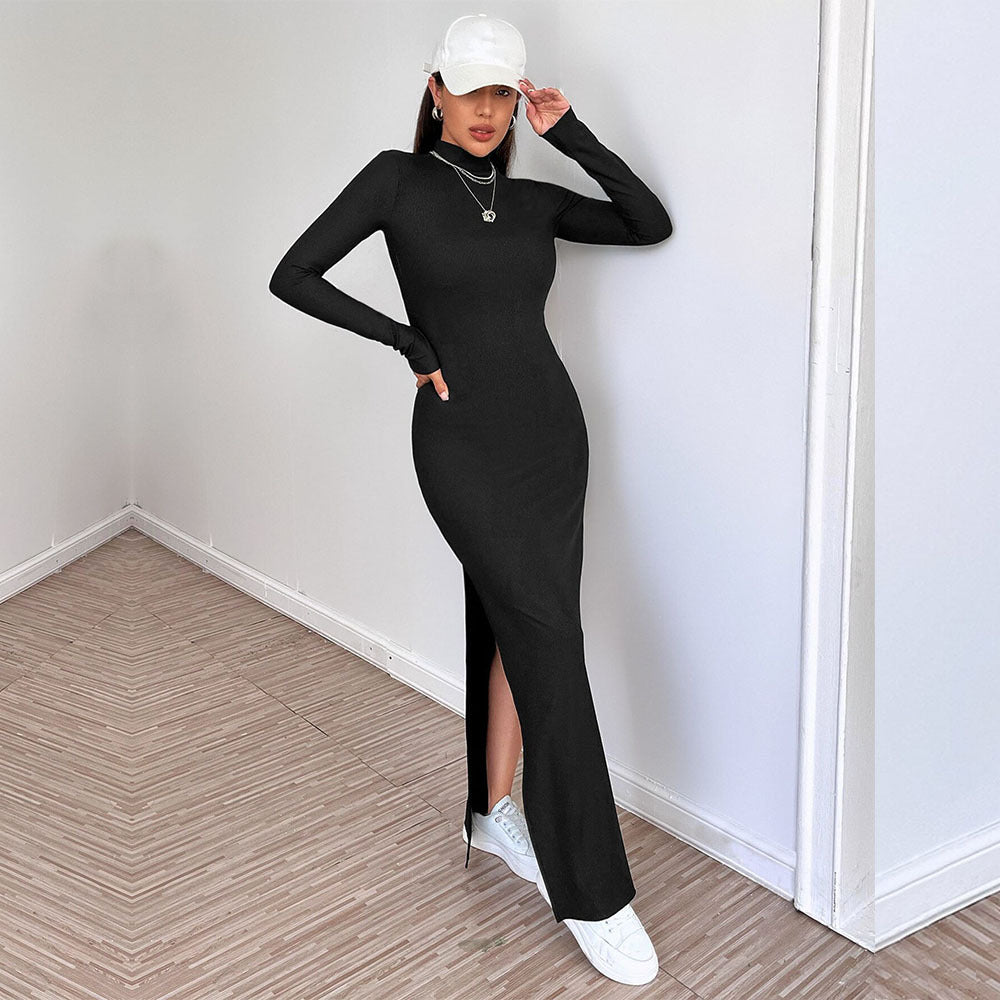 Backless Slim Fit Slit Midi Dress
