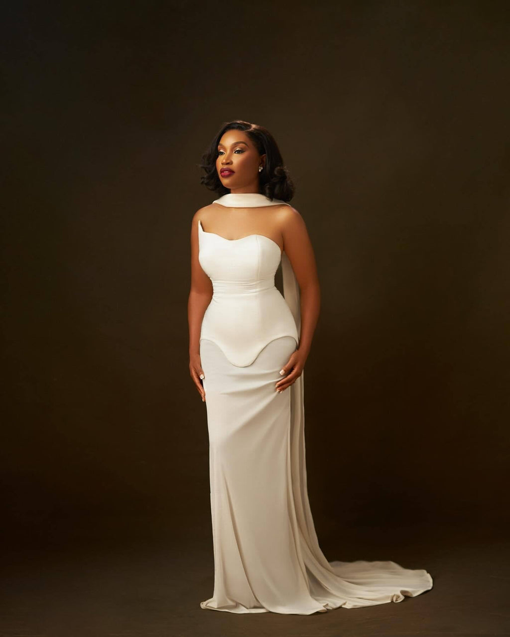 Black White Elastic Mesh Bandage Maxi Dress
