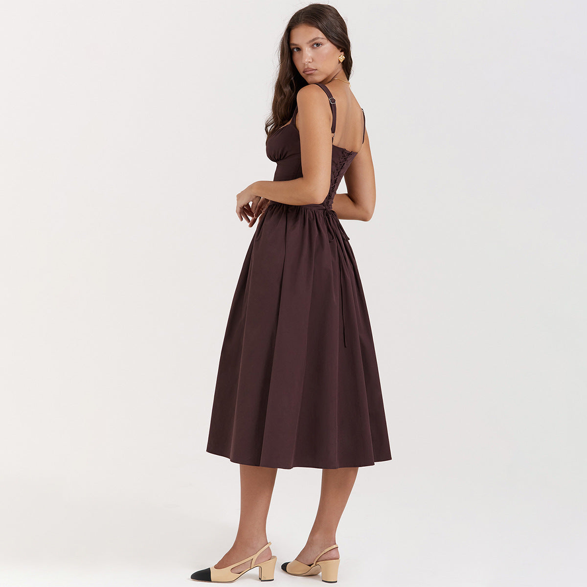 Slim Fit Backless Vacation Midi Dress