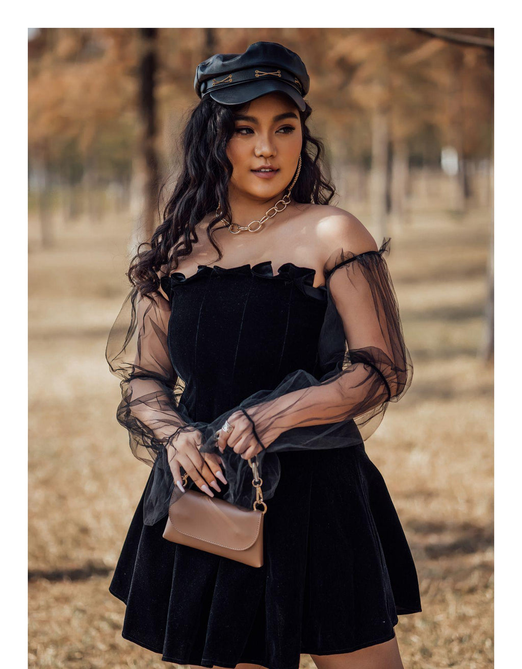 Off Shoulder Lantern Sleeve Mini Party Dress