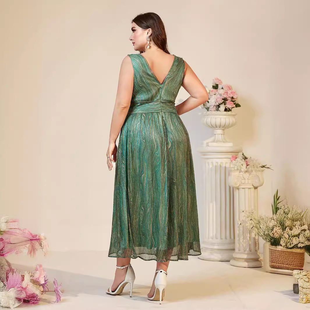 Plunge Suspender Girdle Plus Size Maxi Dress