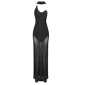 Black White Elastic Mesh Bandage Maxi Dress