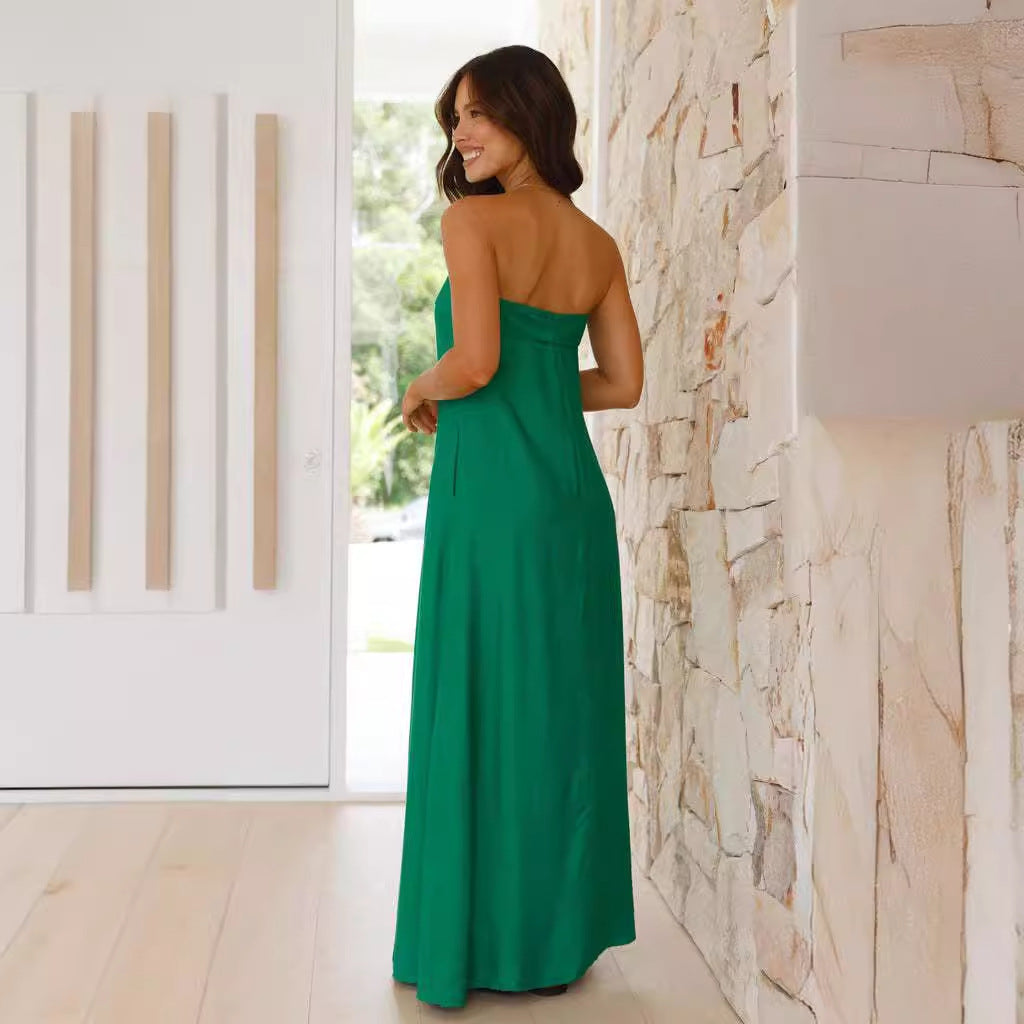 Satin Slim Corset Graceful Maxi Dress