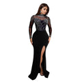Rhinestone Split Glamour Maxi Dress