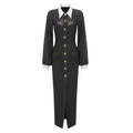 White Collar Mesh Buttoned Cardigan Maxi Dress