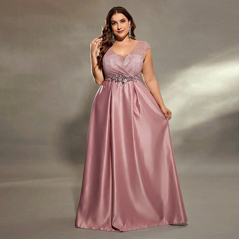 Solid Color Plus Size Party Maxi Dress