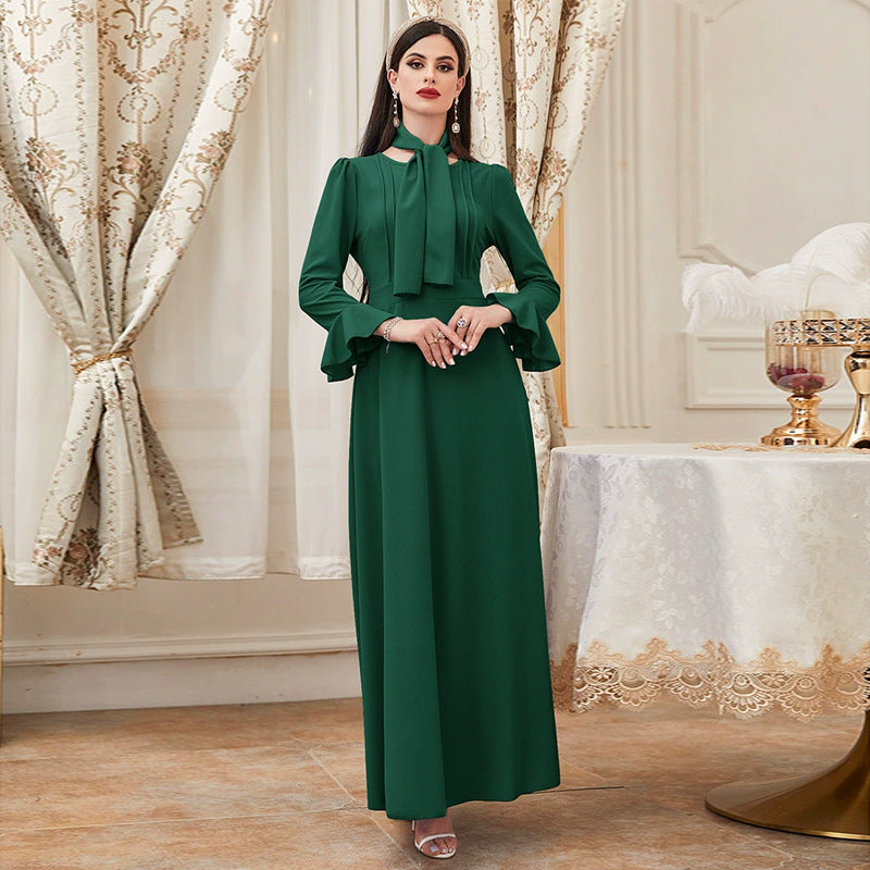 Ruffled Long Sleeve High Waist Maxi Dress