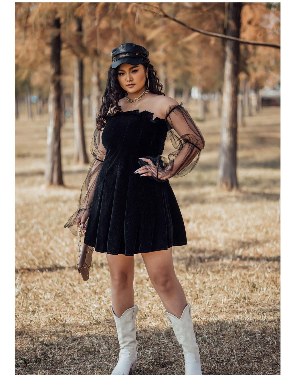 Off Shoulder Lantern Sleeve Elegant Mini Dress