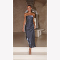 Bright Silk Bandeau Sleek Maxi Dress