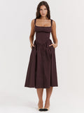 Slim Fit Backless Vacation Midi Dress