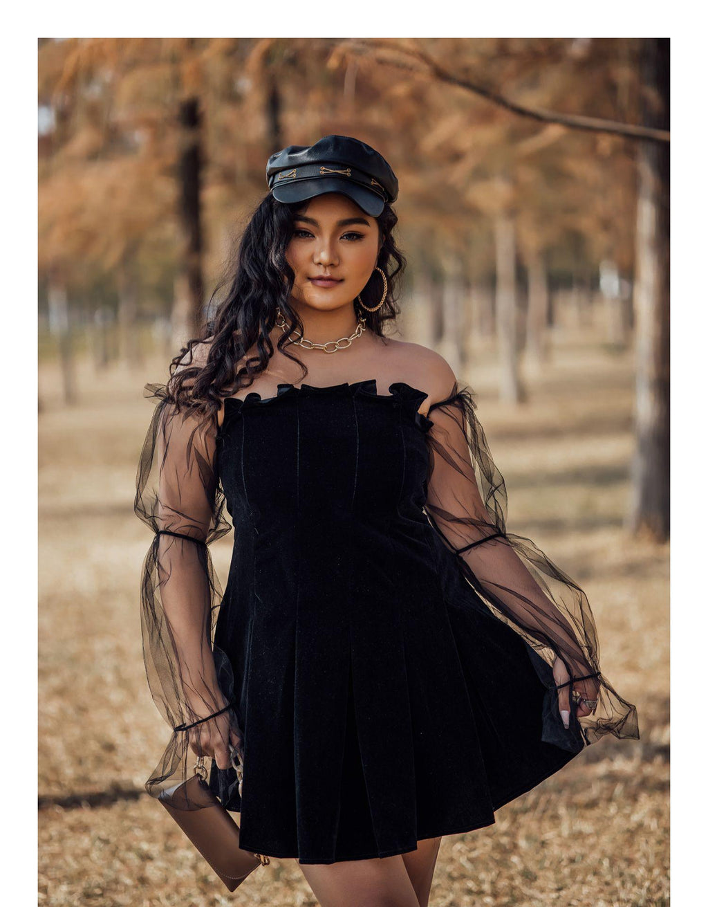 Off Shoulder Lantern Sleeve Elegant Mini Dress