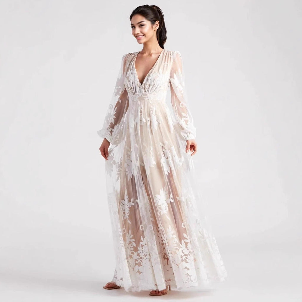 High Split Long Sleeve Evening Elegant Maxi Dress