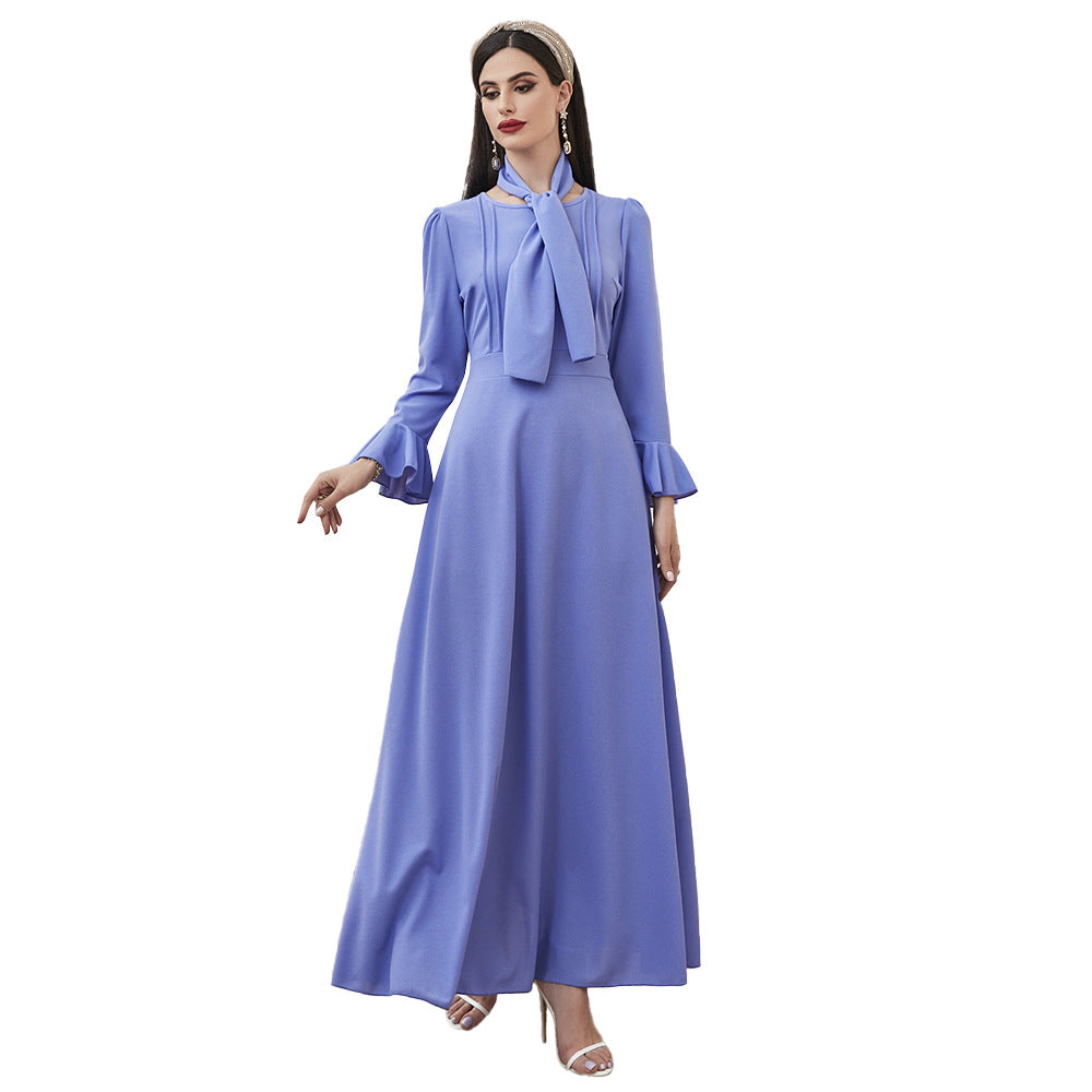 Ruffled Long Sleeve High Waist Maxi Dress