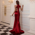 V-Neck Backless Banquet Strap Maxi Dress