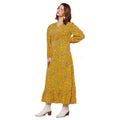 Printed V-Neck Long Sleeve Maxi Dress