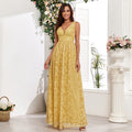 Double V Lace Pattern Swing Maxi Dress