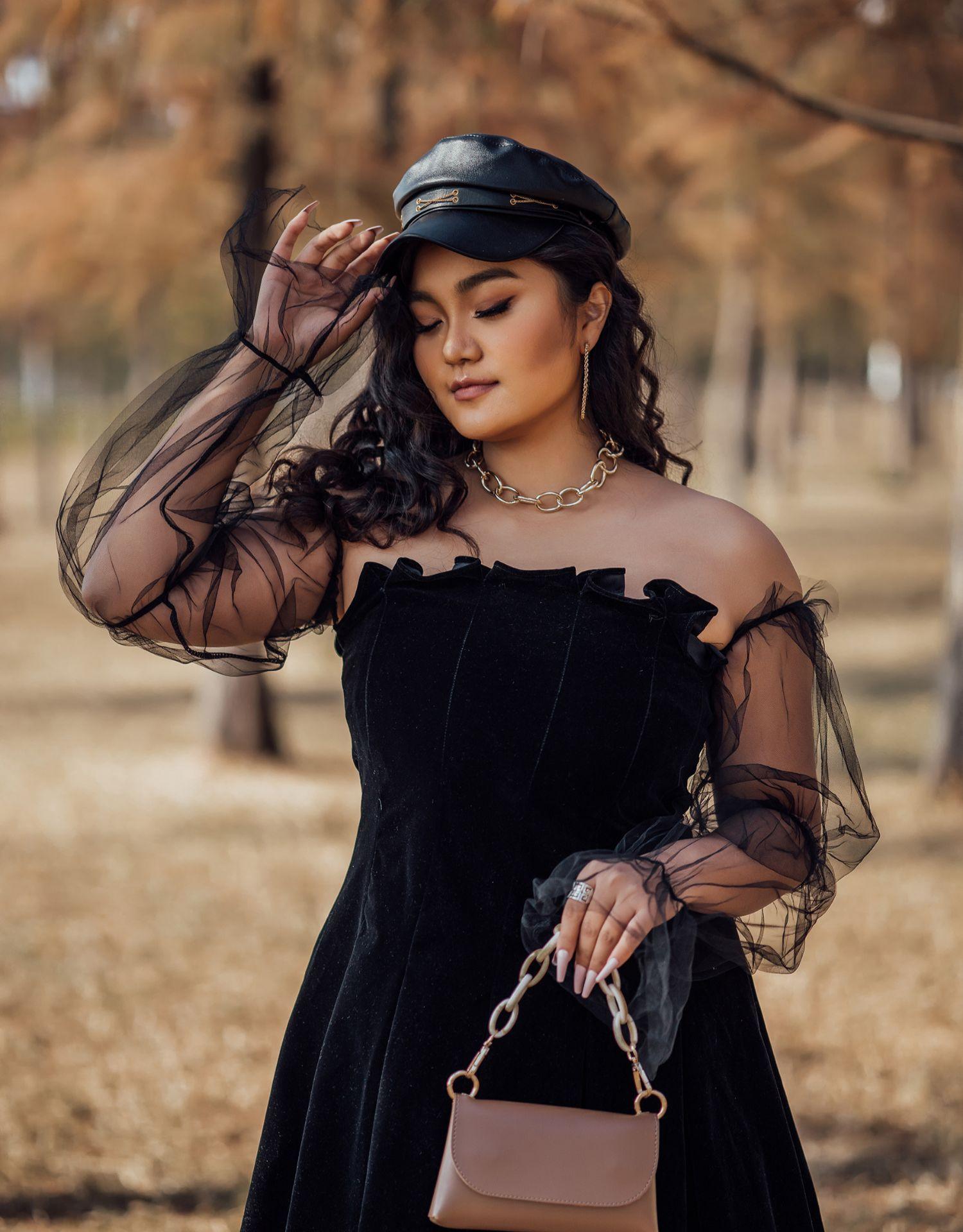 Off Shoulder Lantern Sleeve Elegant Mini Dress