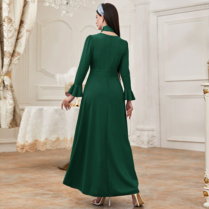Ruffled Long Sleeve High Waist Maxi Dress