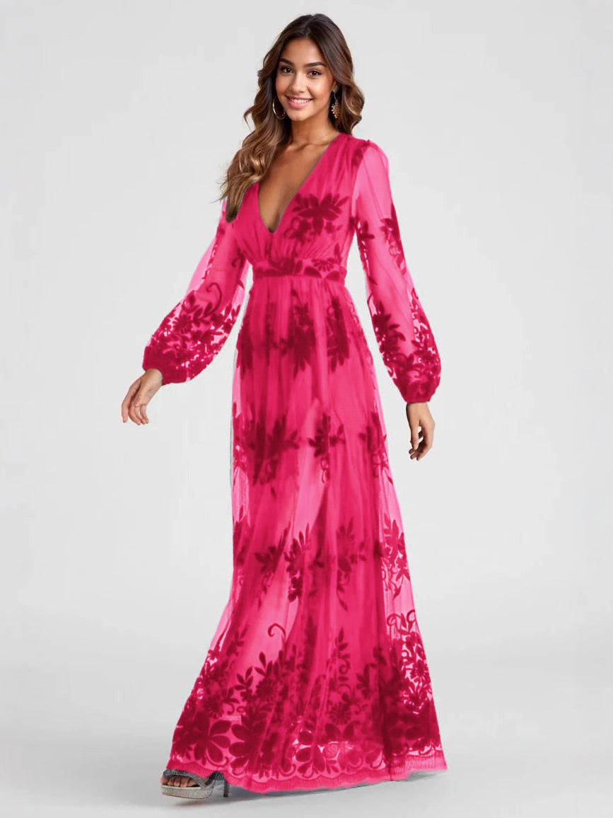 High Split Long Sleeve Evening Elegant Maxi Dress