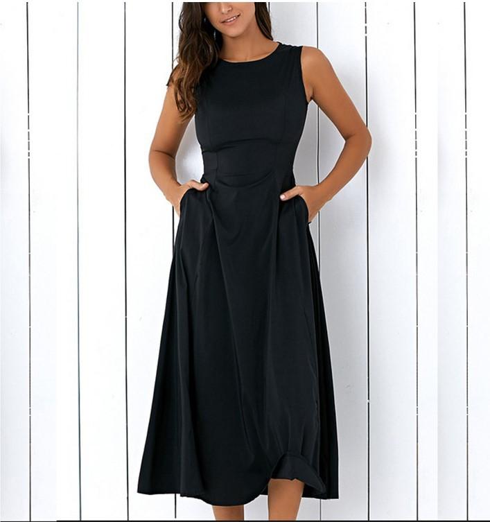 Plus Size Black Sleeveless Chic Party Dress