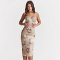 Lace Cami Backless High Waist Midi Dress