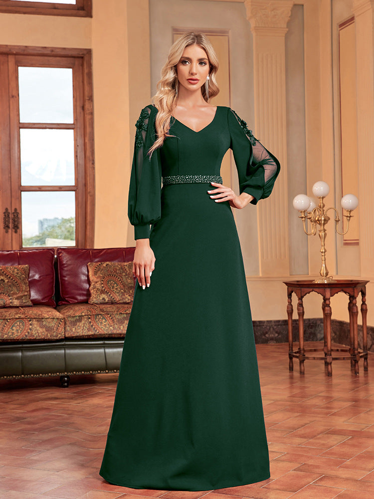 Beaded Fishtail Slim Evening Maxi Dress