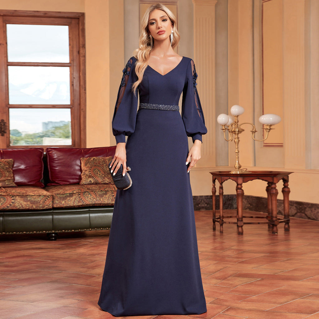 Beaded Fishtail Slim Evening Maxi Dress